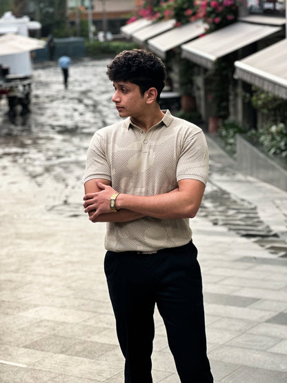 Old Money Beige Knit Polo – Premium Men’s Polo Shirt