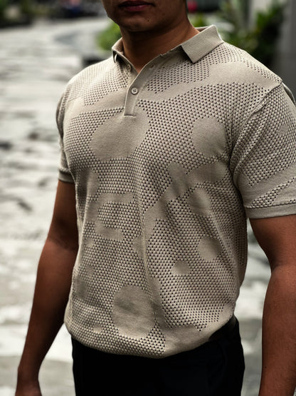 Old Money Beige Knit Polo – Premium Men’s Polo Shirt