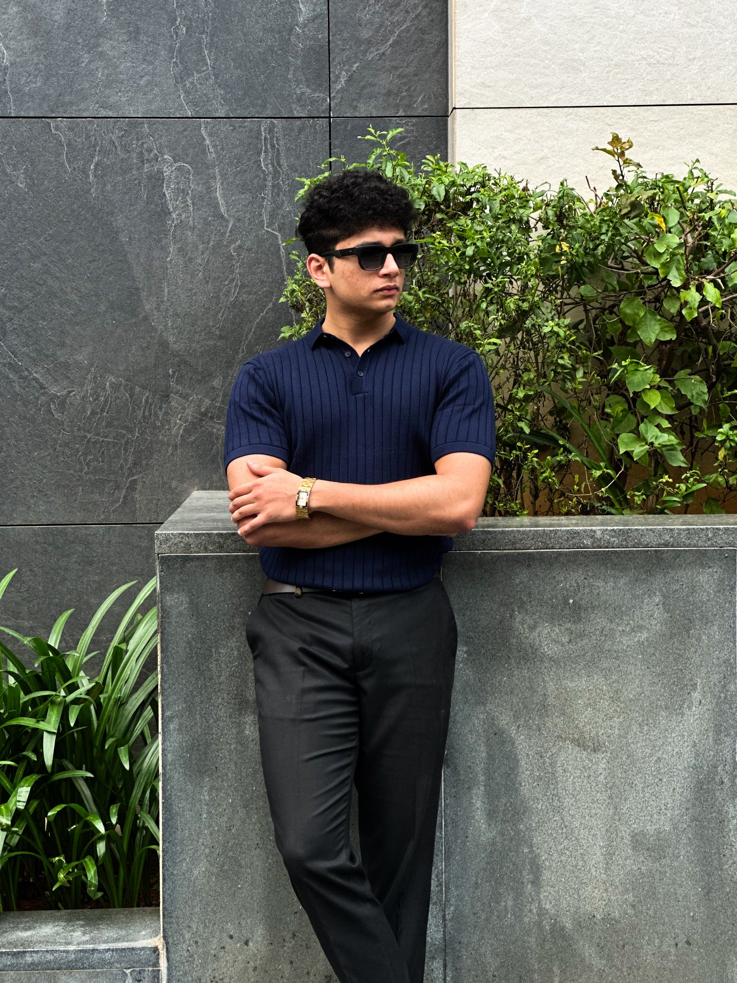 Old Money Blue Knit Polo – Premium Men’s Polo Shirt